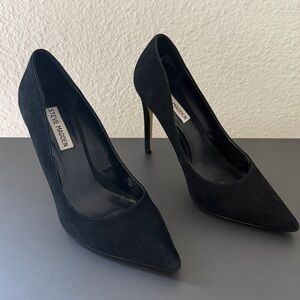 Steve Madden Adela Real Suede Black Heels